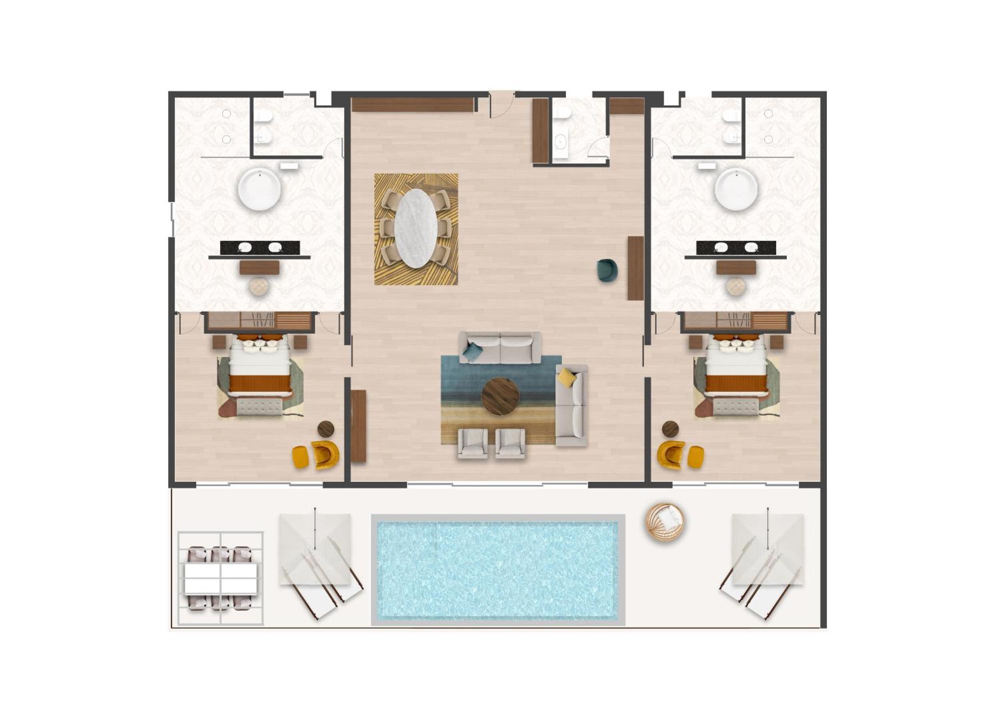 Hotel The Mora Zanzibar Matemwe  Zewnętrze zdjęcie A floor plan of a two-bedroom villa
